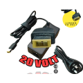 Cargador fuente notebook lenovo 20v conector amarillo square completo con cable 220v